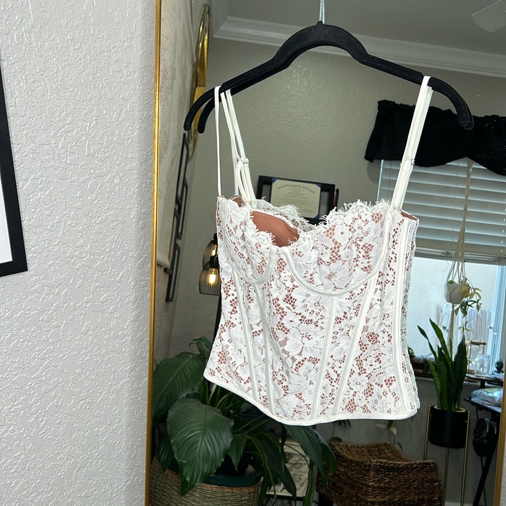 house of CB ‘Mila’ Ivory Lace underwired woven corset NWOT - Picture 6 of 8